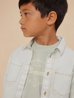 Child Bonpoint Tops | Altman Shirt Aqua Blue