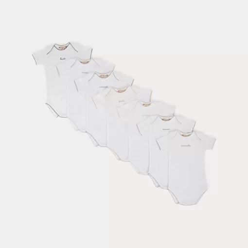 Newborn & Baby Bonpoint Onesies And Pajamas | Baby Day-Of-The-Week Onesies White