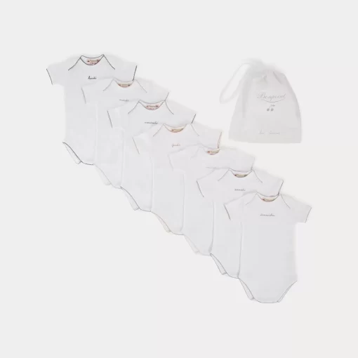 Newborn & Baby Bonpoint Onesies And Pajamas | Baby Day-Of-The-Week Onesies White