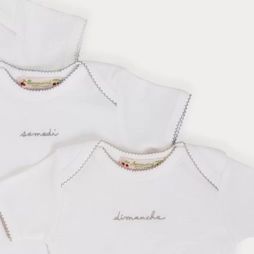 Newborn & Baby Bonpoint Onesies And Pajamas | Baby Day-Of-The-Week Onesies White