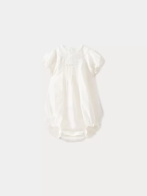 Newborn & Baby Bonpoint Pants, Bloomers, And Rompers | Baby Dobby Voile Romper Milk White