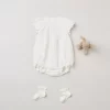 Newborn & Baby Bonpoint Pants, Bloomers, And Rompers | Baby Dobby Voile Romper Milk White