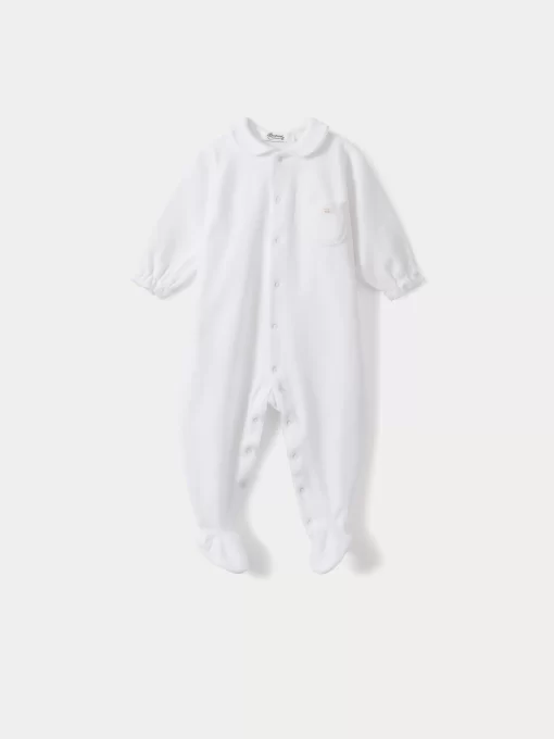 Newborn & Baby Bonpoint Onesies And Pajamas | Baby Round Neck Sleepsuit White