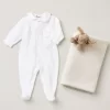 Newborn & Baby Bonpoint Onesies And Pajamas | Baby Round Neck Sleepsuit White