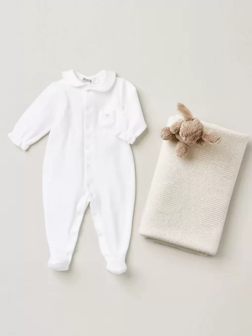 Newborn & Baby Bonpoint Onesies And Pajamas | Baby Round Neck Sleepsuit White