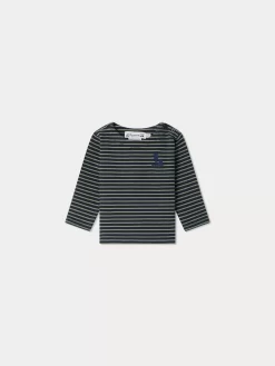 Child Bonpoint Tops | Baudelaire T-Shirt Celadon Green Stripes