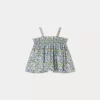 Newborn & Baby Bonpoint Tops | Blouse Smockee Abricot Fleur Bleu