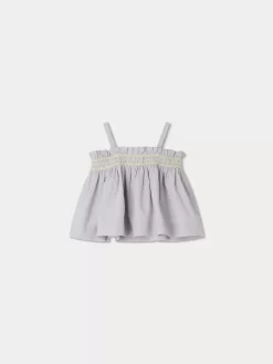 Newborn & Baby Bonpoint Tops | Blouse Smockee Abricot Gris Clair