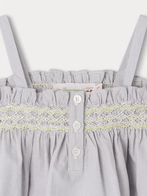 Newborn & Baby Bonpoint Tops | Blouse Smockee Abricot Gris Clair
