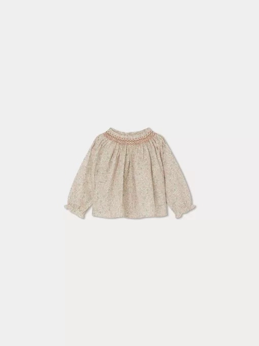 Newborn & Baby Bonpoint Tops | Blouse Smockee Griotte Fleurs Rose