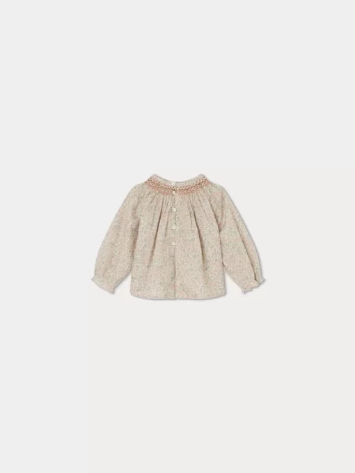Newborn & Baby Bonpoint Tops | Blouse Smockee Griotte Fleurs Rose