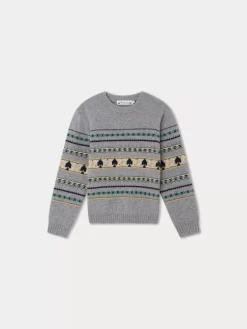 Child Bonpoint Cardigans And Sweaters | Branco Sweater Grey-Blue Multicolored