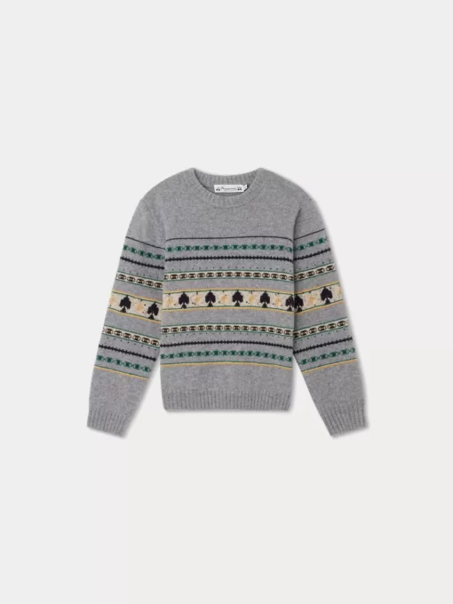 Child Bonpoint Cardigans And Sweaters | Branco Sweater Grey-Blue Multicolored