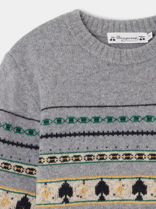 Child Bonpoint Cardigans And Sweaters | Branco Sweater Grey-Blue Multicolored
