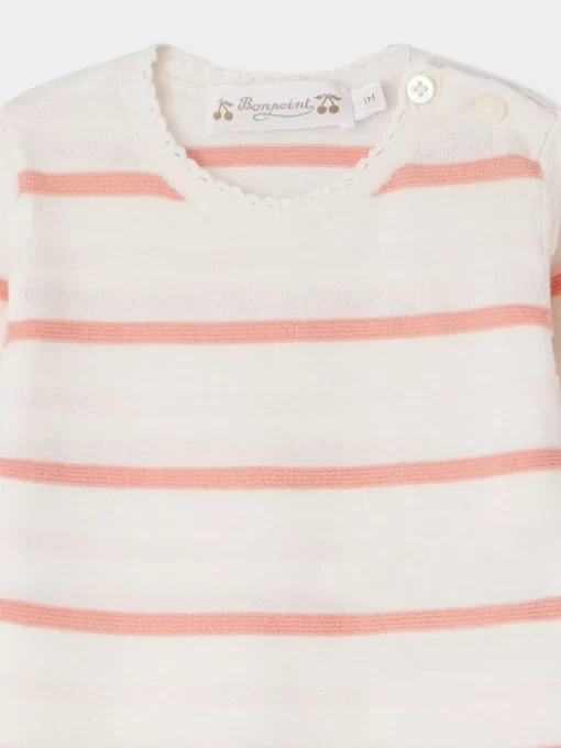 Newborn & Baby Bonpoint Sets And Jumpsuits | Carl Romper Pink Stripes