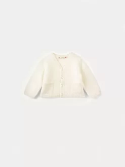 Newborn & Baby Bonpoint Sweaters And Cardigans | Cashmere Baby Cardigan Milk White
