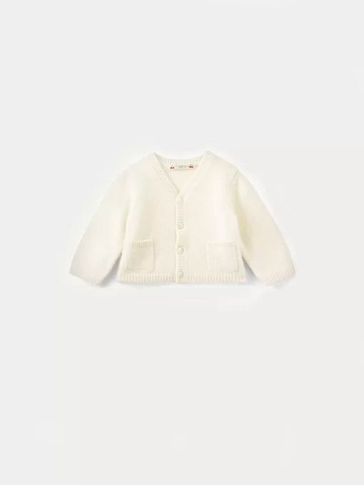 Newborn & Baby Bonpoint Sweaters And Cardigans | Cashmere Baby Cardigan Milk White