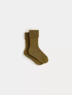 Child Bonpoint Socks And Underwear | Chaussettes A Cotes Thorild Vert Bronze