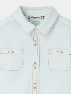 Newborn & Baby Bonpoint Tops | Chemise Mico Bleu Aqua