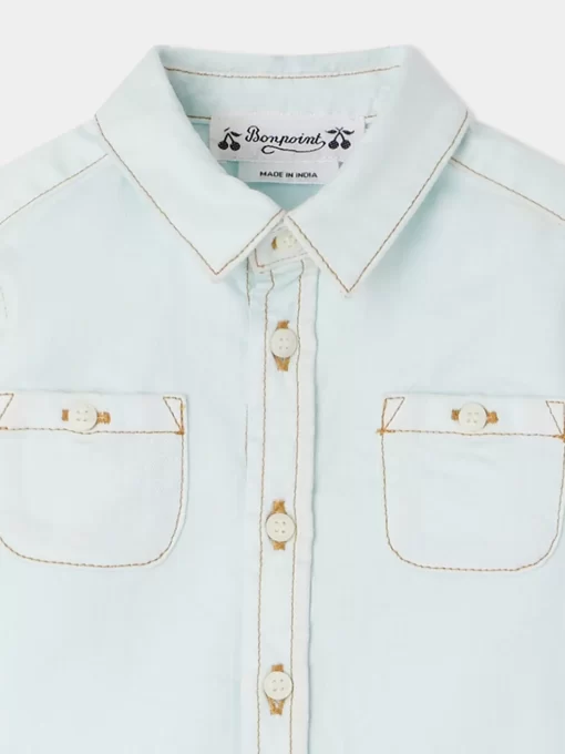 Newborn & Baby Bonpoint Tops | Chemise Mico Bleu Aqua