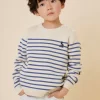 Child Bonpoint Cardigans And Sweaters | Crofton Sweater Sea Blue Stripes