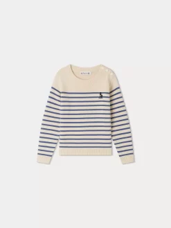 Child Bonpoint Cardigans And Sweaters | Crofton Sweater Sea Blue Stripes