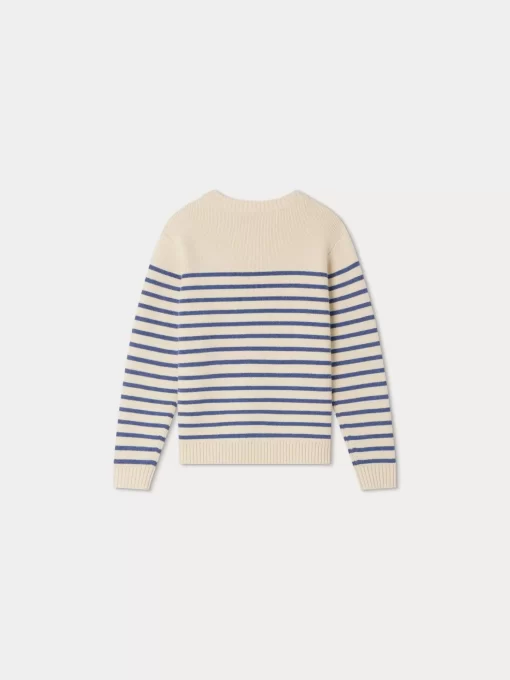 Child Bonpoint Cardigans And Sweaters | Crofton Sweater Sea Blue Stripes