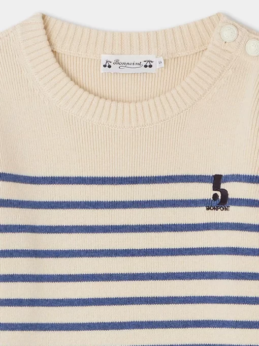 Child Bonpoint Cardigans And Sweaters | Crofton Sweater Sea Blue Stripes