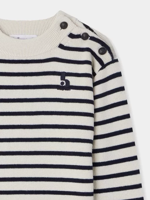 Child Bonpoint Cardigans And Sweaters | Dantes Sweater Navy Stripes