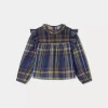 Child Bonpoint Tops | Domitille Blouse Navy Tartan