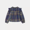 Child Bonpoint Tops | Domitille Blouse Navy Tartan