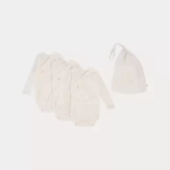 Newborn & Baby Bonpoint Onesies And Pajamas | Lot Of 3 Bodysuits Milk White