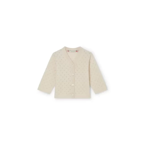 Newborn & Baby Bonpoint Sweaters And Cardigans | Openwork Cashmere Cardigan For Baby Natural