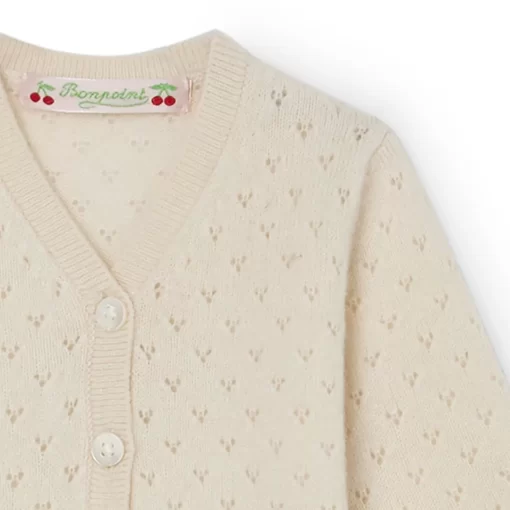 Newborn & Baby Bonpoint Sweaters And Cardigans | Openwork Cashmere Cardigan For Baby Natural