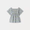 Child Bonpoint Tops | Pays Smocked Blouse Blue Flowers