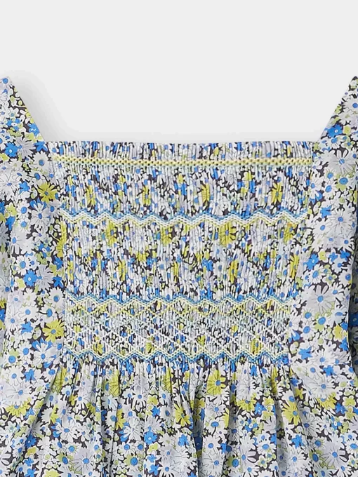 Child Bonpoint Tops | Pays Smocked Blouse Blue Flowers