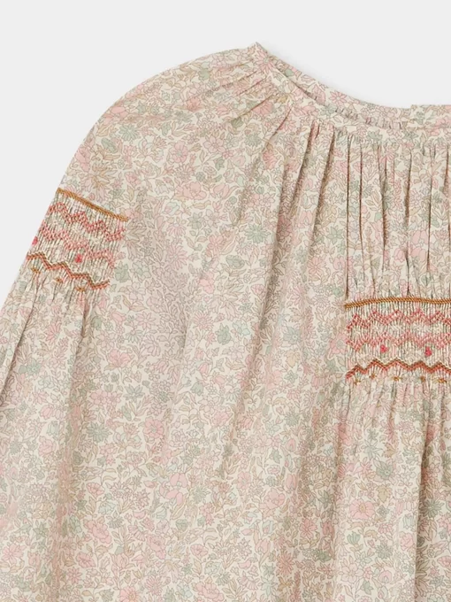 Child Bonpoint Tops | Poldie Smocked Blouse Pink Flowers