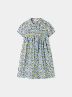 Child Bonpoint Dresses | Robe Smockee Candice Fleur Bleu