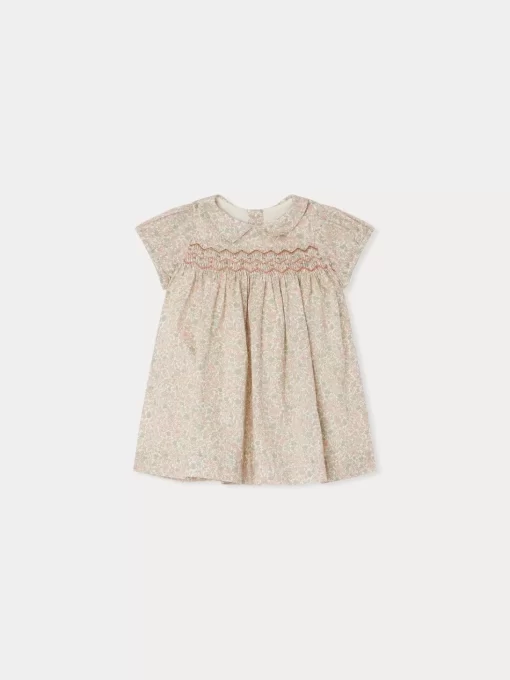 Newborn & Baby Bonpoint Dresses | Robe Smockee Joyeuse Fleurs Rose