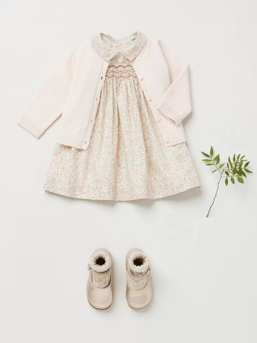 Newborn & Baby Bonpoint Dresses | Robe Smockee Joyeuse Fleurs Rose
