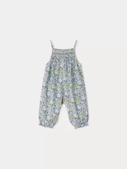 Newborn & Baby Bonpoint Bloomers, Shorts, And Pants | Salopette Smockee Lilisy Fleur Bleu