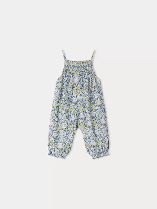 Newborn & Baby Bonpoint Bloomers, Shorts, And Pants | Salopette Smockee Lilisy Fleur Bleu
