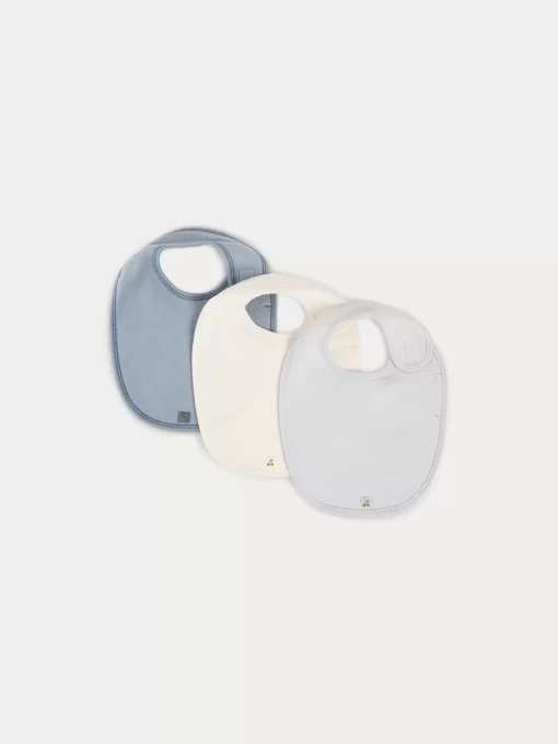Newborn & Baby Bonpoint Childcare | Set Of Three Cotton Bibs For Baby Sky Blue