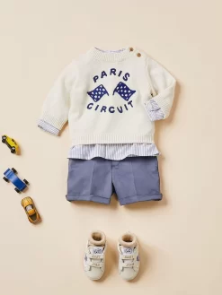 Newborn & Baby Bonpoint Bloomers, Shorts, And Pants | Short Corentin Bleu Du Nord
