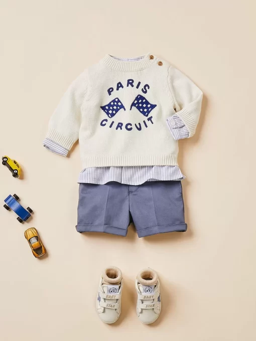 Newborn & Baby Bonpoint Bloomers, Shorts, And Pants | Short Corentin Bleu Du Nord