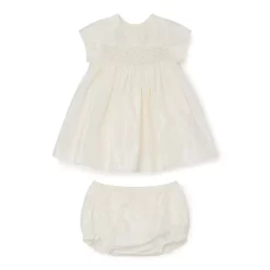 Newborn & Baby Bonpoint Dresses | Silk Taffeta Dress For Baby Milk White