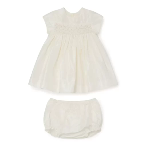 Newborn & Baby Bonpoint Dresses | Silk Taffeta Dress For Baby Milk White