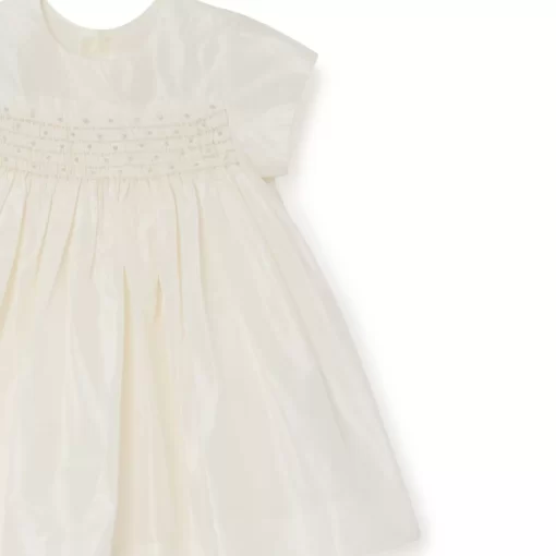Newborn & Baby Bonpoint Dresses | Silk Taffeta Dress For Baby Milk White
