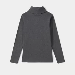Child Bonpoint Tops | Thin Turtleneck Sweater Dark Heathered Gray