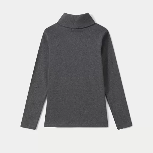 Child Bonpoint Tops | Thin Turtleneck Sweater Dark Heathered Gray